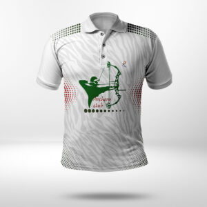 White and Grey colored T-shirt with Green archery prints - XS