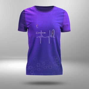 Blue Pink Dual Shade Round Neck T-shirt with Archery Target - XS
