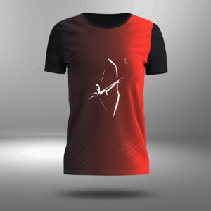 Black and Red Dual Colored Round neck T-shirt with Archer - XS